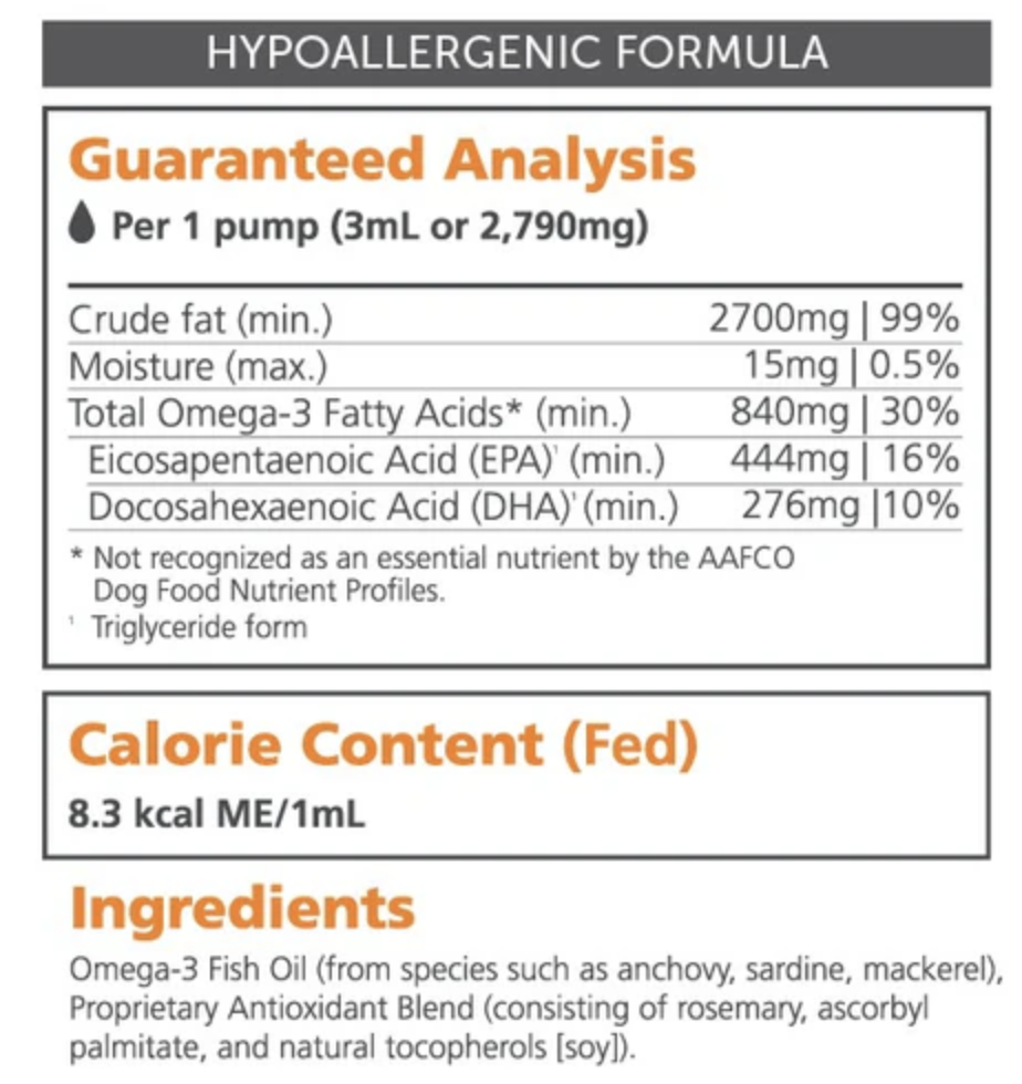 Canine Omega Benefits hypoallergenic omega-3 fish oil for dogs, product packaging