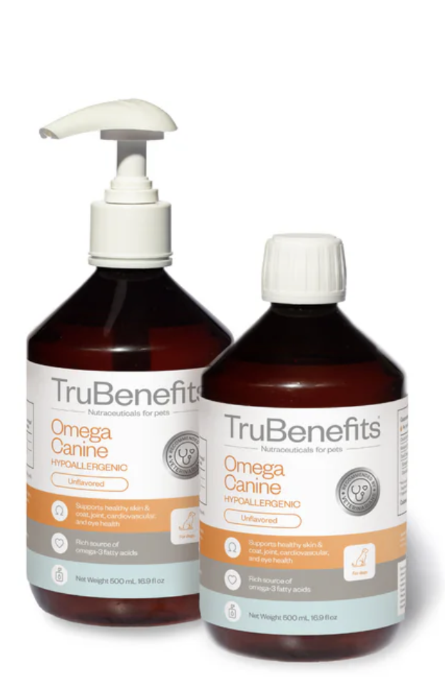 Screenshot 2026-06-21 at 11.53.49 PM Canine Omega Benefits hypoallergenic omega-3 supplement for dogs, label details