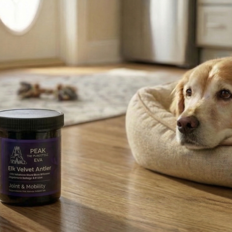 Elk velvet antler supplement for dogs — joint health and muscle support article by Peak Therapeutics